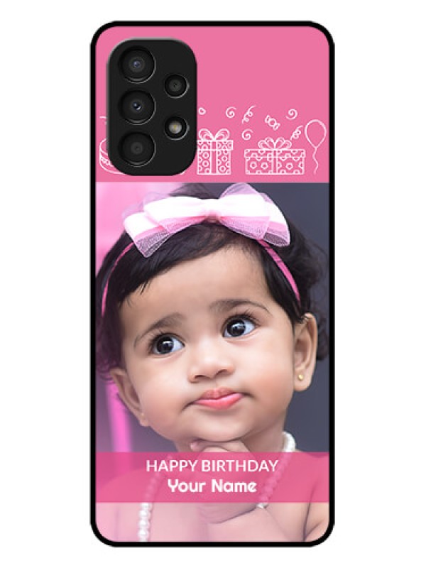 Custom Galaxy A13 Custom Metal Phone CaseWith Birthday Line Art Design