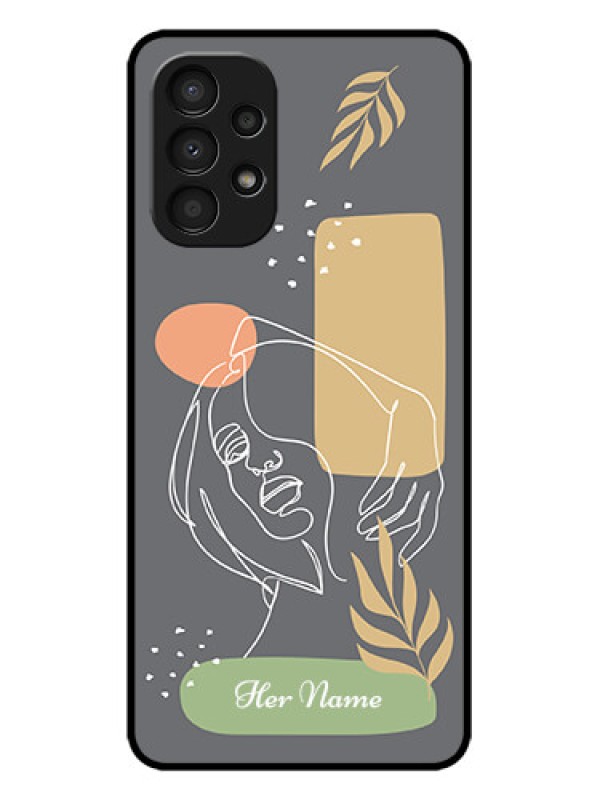 Custom Galaxy A13 Custom Metal Phone CaseGazing Woman Line Art Design