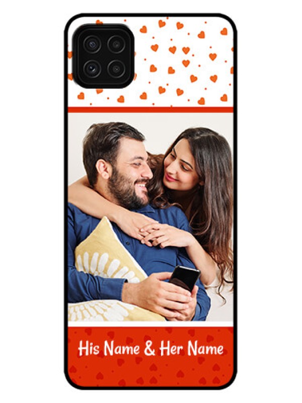 Custom Galaxy A22 5G Custom Metal Phone Case - Orange Love Symbol Design