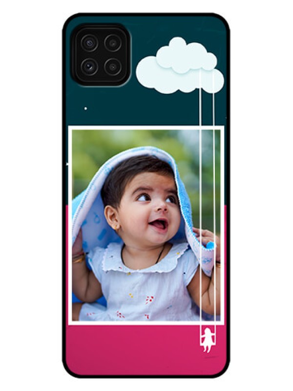 Custom Galaxy A22 5G Custom Metal Phone Case - Cute Girl With Cloud Design