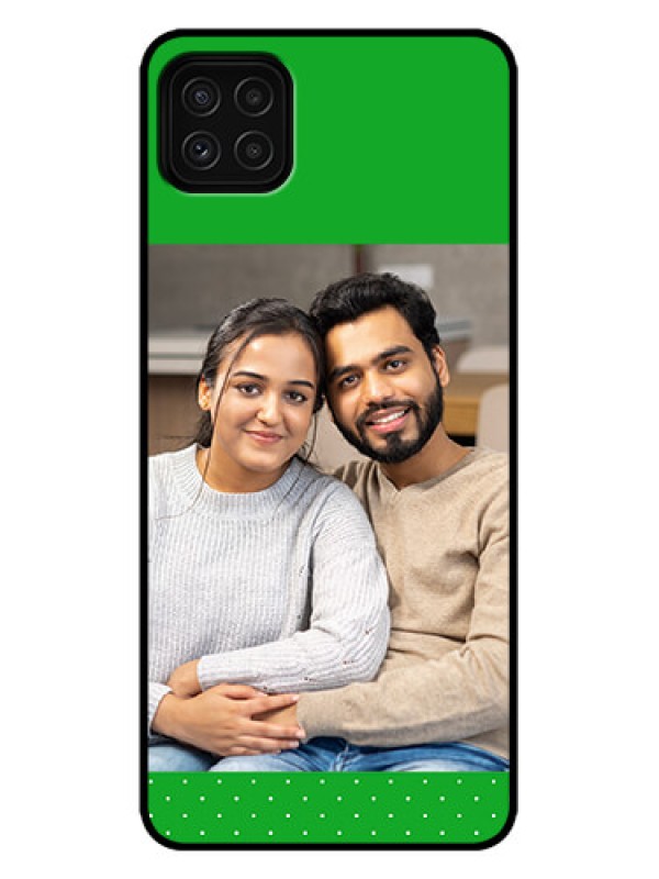 Custom Galaxy A22 5G Custom Metal Phone Case - Green Pattern Design