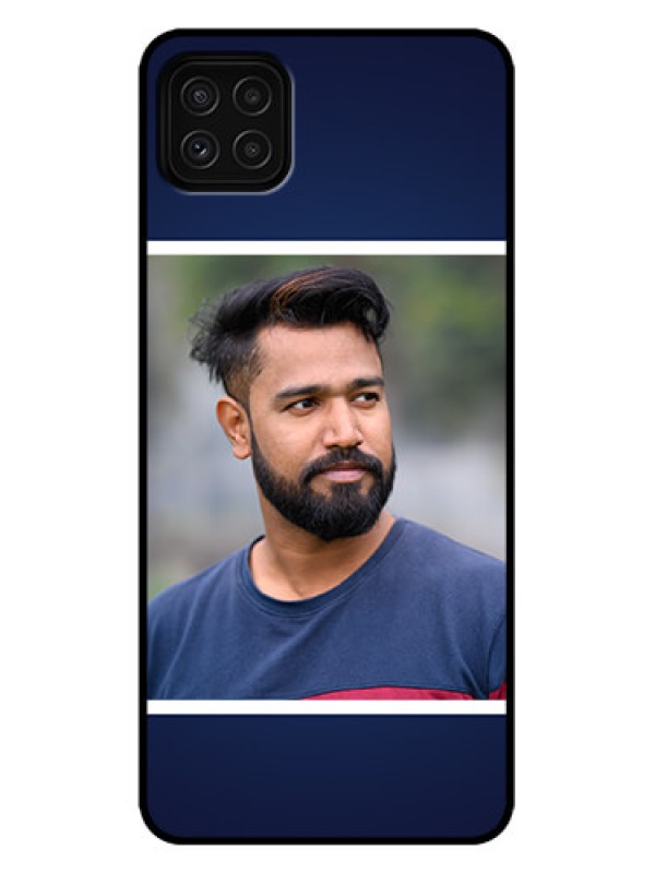 Custom Galaxy A22 5G Custom Metal Phone Case - Simple Royal Blue Design