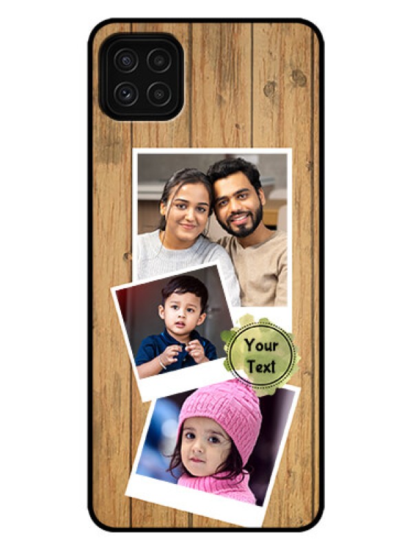 Custom Galaxy A22 5G Custom Metal Phone Case - Wooden Texture Design