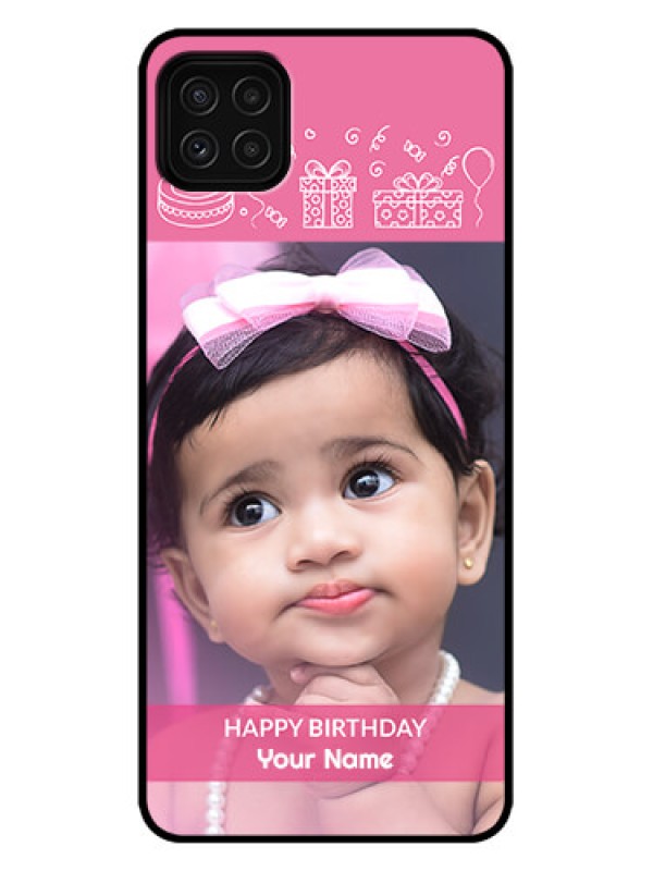 Custom Galaxy A22 5G Custom Metal Phone Case - With Birthday Line Art Design