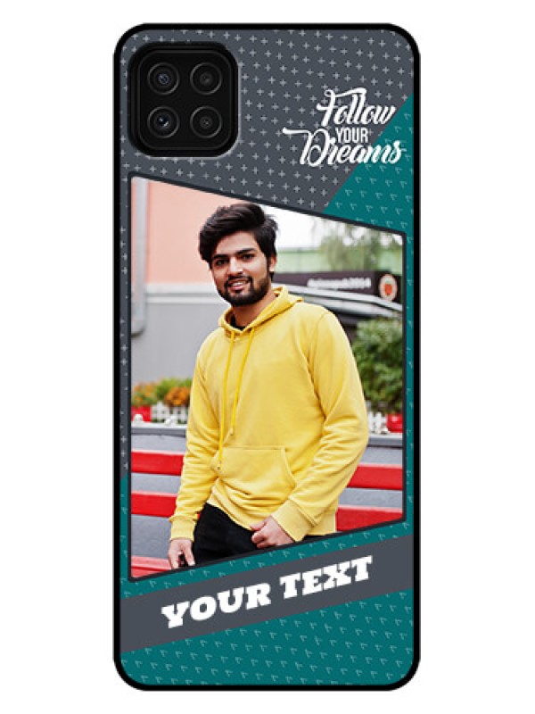 Custom Galaxy A22 5G Custom Metal Phone Case - Background Pattern Design With Quote