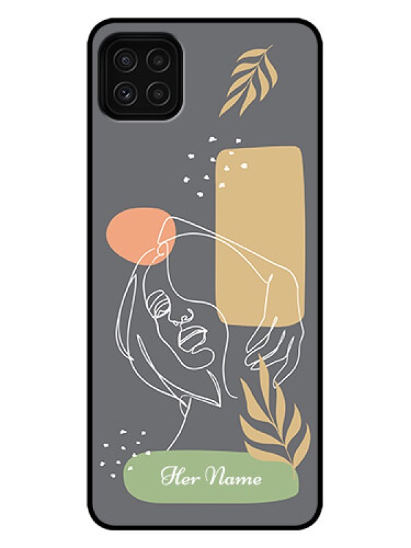 Custom Galaxy A22 5G Custom Metal Phone Case - Gazing Woman Line Art Design