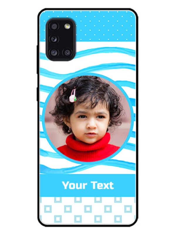 Custom Galaxy A31 Custom Metal Phone CaseSimple Blue Case Design