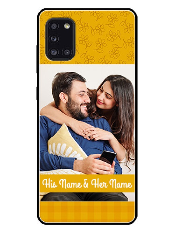 Custom Galaxy A31 Custom Metal Phone CaseYellow Floral Design