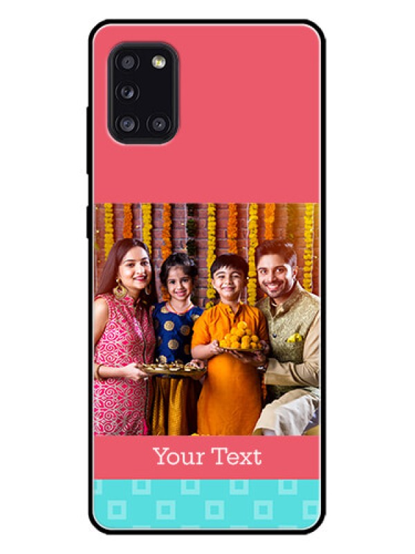 Custom Galaxy A31 Custom Metal Phone CasePeach and Blue Color Design