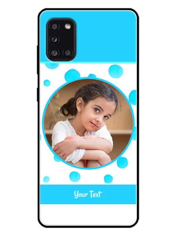 Custom Galaxy A31 Custom Metal Phone CaseBlue Bubbles Pattern Design