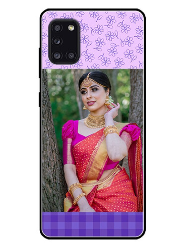 Custom Galaxy A31 Custom Metal Phone CasePurple Floral Design