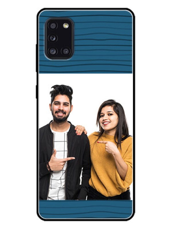 Custom Galaxy A31 Custom Metal Phone CaseBlue Pattern Cover Design