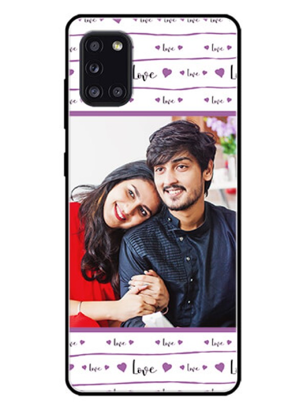 Custom Galaxy A31 Custom Metal Phone CaseCouples Heart Design
