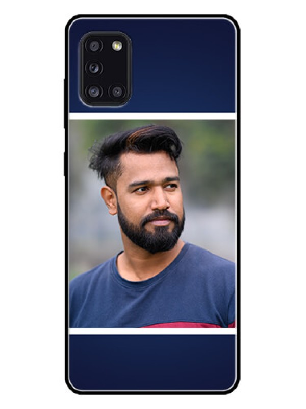 Custom Galaxy A31 Custom Metal Phone CaseSimple Royal Blue Design