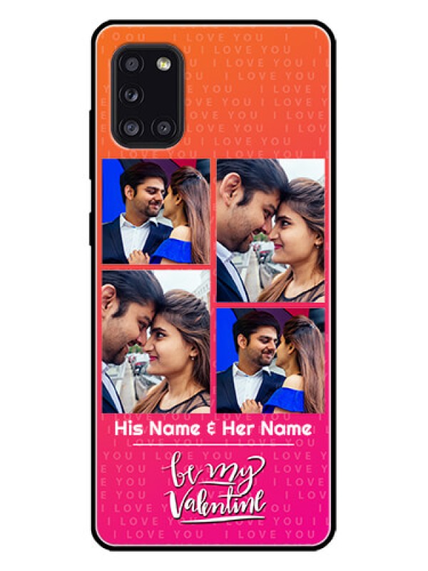 Custom Galaxy A31 Custom Metal Phone CaseI Love You Pink Design