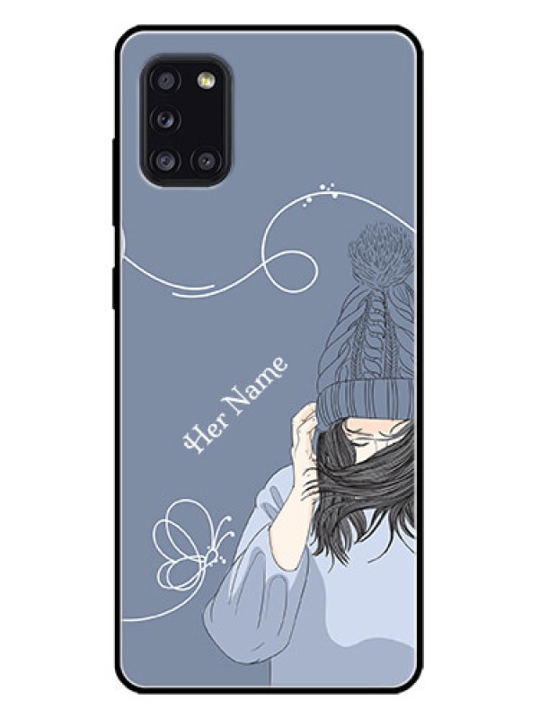 Custom Galaxy A31 Custom Metal Phone CaseGirl In Winter Outfit Design