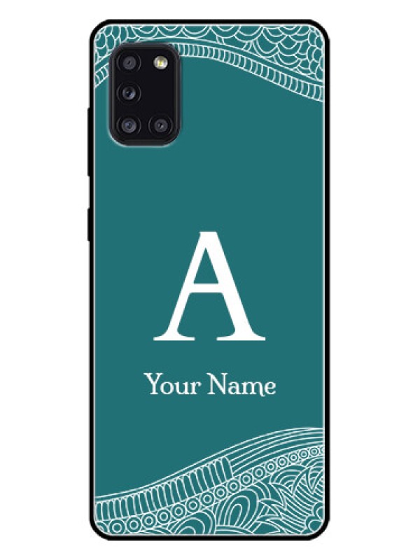 Custom Galaxy A31 Custom Metal Phone CaseLine Art Pattern With Custom Name Design