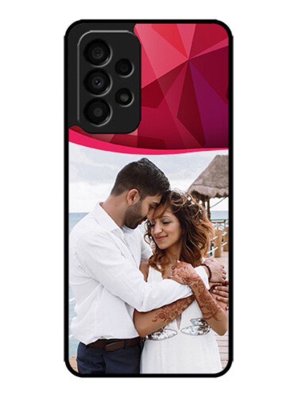 Custom Galaxy A33 5G Custom Metal Phone CaseRed Abstract Design