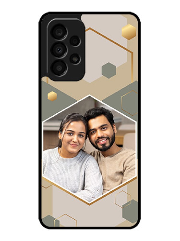 Custom Galaxy A33 5G Custom Metal Phone CaseStylish Hexagon Pattern Design