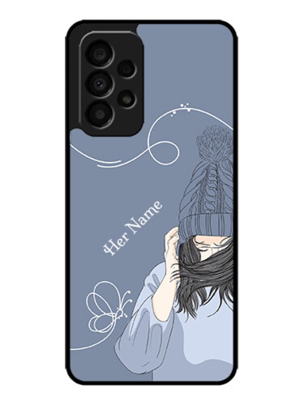 Custom Galaxy A33 5G Custom Metal Phone CaseGirl In Winter Outfit Design