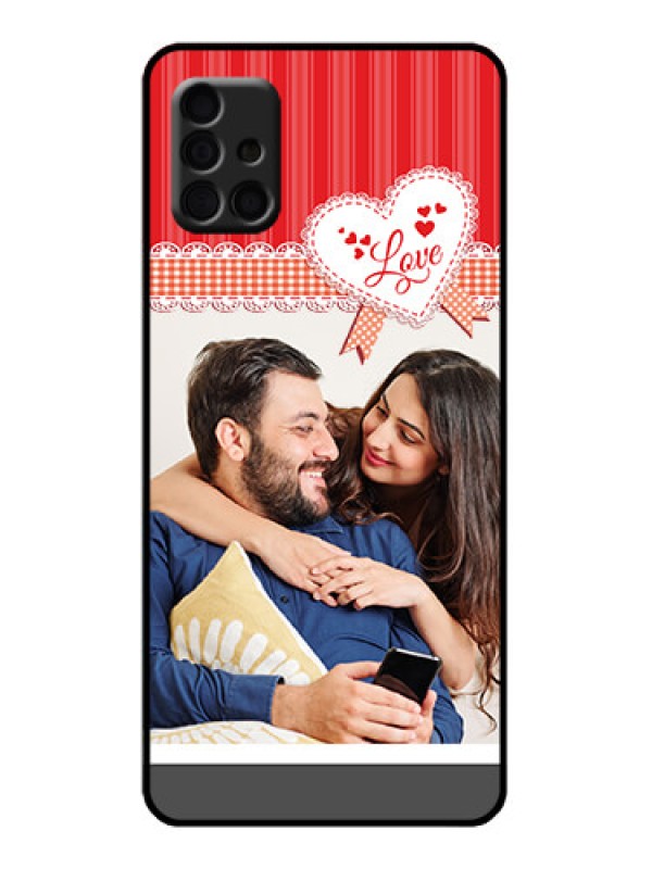 Custom Galaxy A51 Custom Metal Phone Case - Red Love Pattern Design