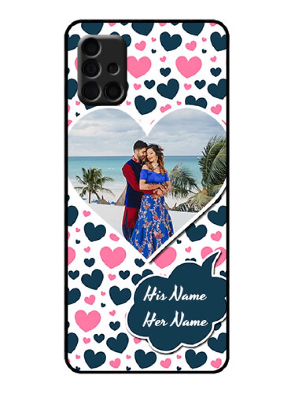 Custom Galaxy A51 Custom Metal Phone Case - Pink and Blue Heart Design