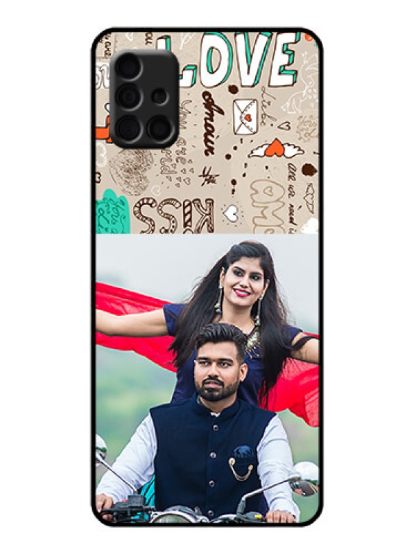 Custom Galaxy A51 Custom Metal Phone Case - Love Doodle Pattern