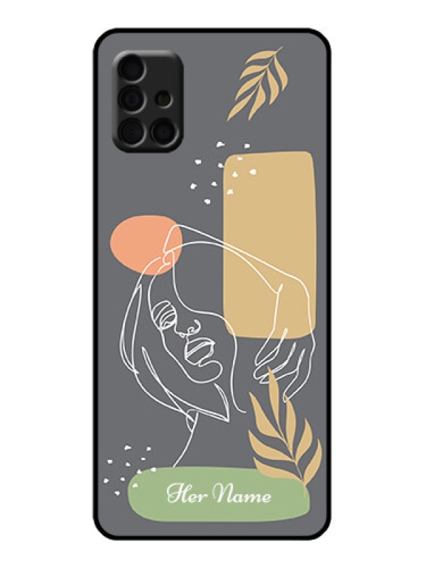 Custom Galaxy A51 Custom Metal Phone Case - Gazing Woman Line Art Design