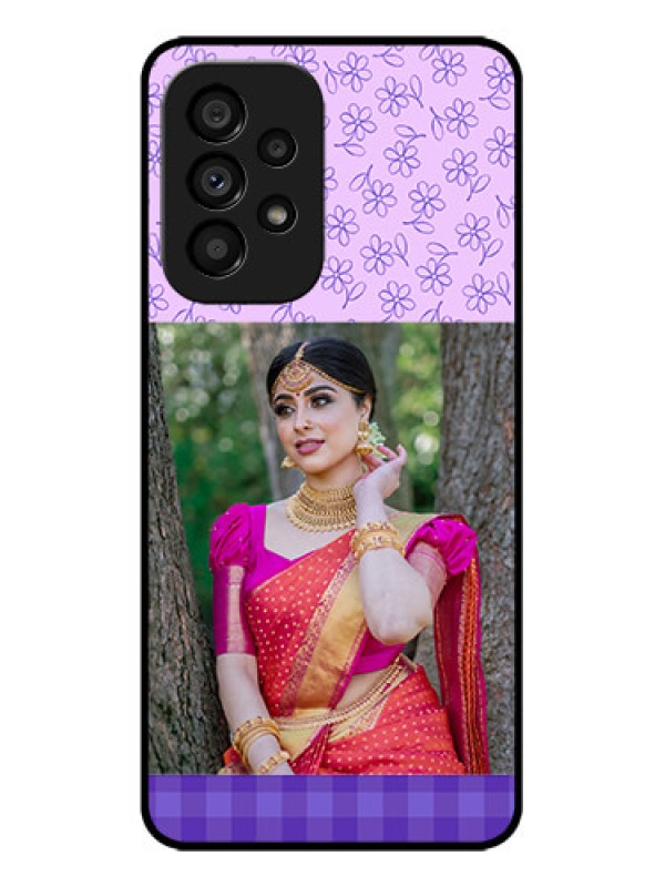 Custom Galaxy A53 5G Custom Metal Phone CasePurple Floral Design