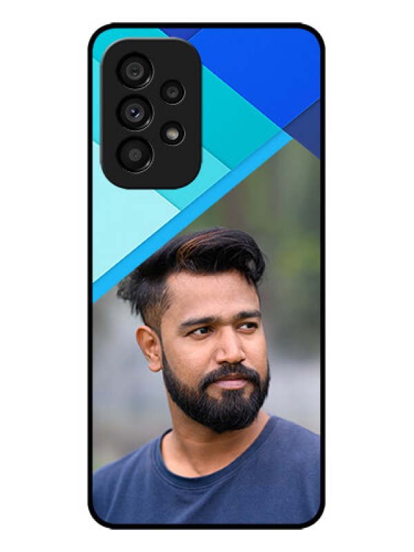 Custom Galaxy A53 5G Custom Metal Phone CaseBlue Pattern Design