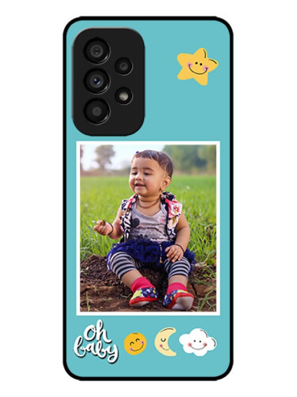 Custom Galaxy A53 5G Custom Metal Phone CaseSmiley Kids Stars Design