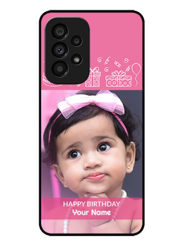 Custom Galaxy A53 5G Custom Metal Phone CaseWith Birthday Line Art Design