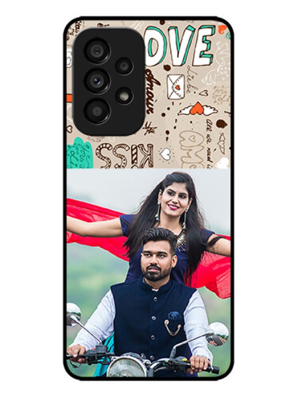 Custom Galaxy A53 5G Custom Metal Phone CaseLove Doodle Pattern
