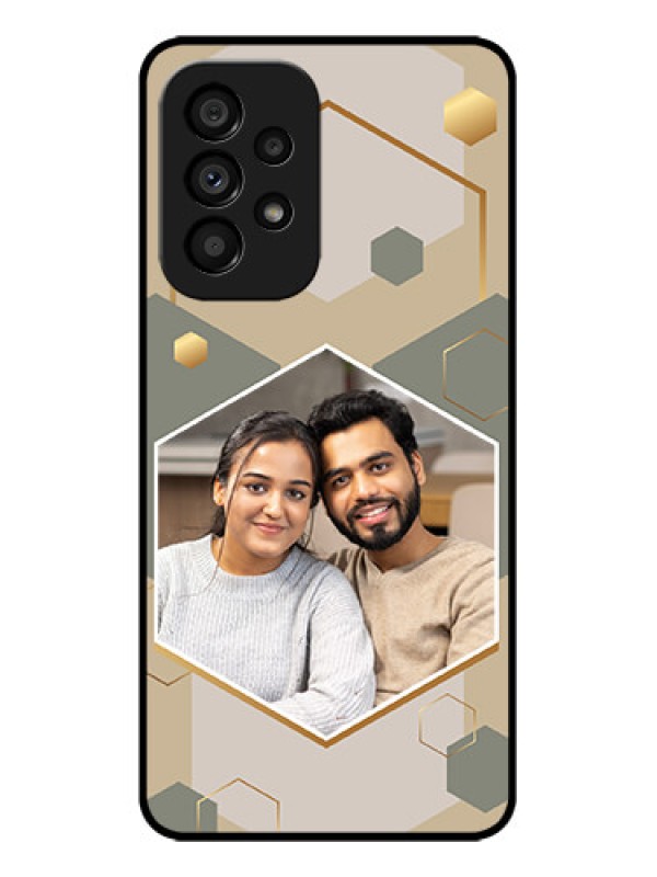 Custom Galaxy A53 5G Custom Metal Phone CaseStylish Hexagon Pattern Design