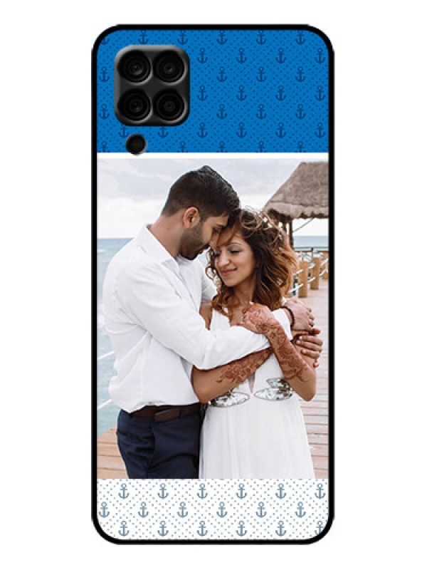Custom Galaxy F12 Custom Metal Phone Case - Blue Anchors Design