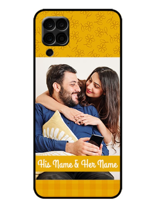 Custom Galaxy F12 Custom Metal Phone Case - Yellow Floral Design