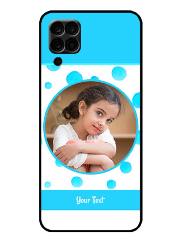 Custom Galaxy F12 Custom Metal Phone Case - Blue Bubbles Pattern Design