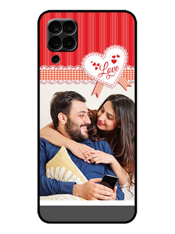 Custom Galaxy F12 Custom Metal Phone Case - Red Love Pattern Design