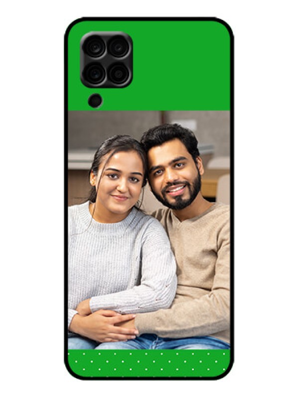 Custom Galaxy F12 Custom Metal Phone Case - Green Pattern Design