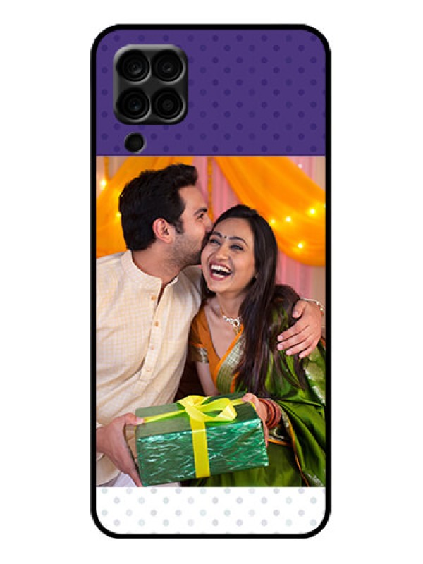 Custom Galaxy F12 Custom Metal Phone Case - Violet Colored Pattern Design