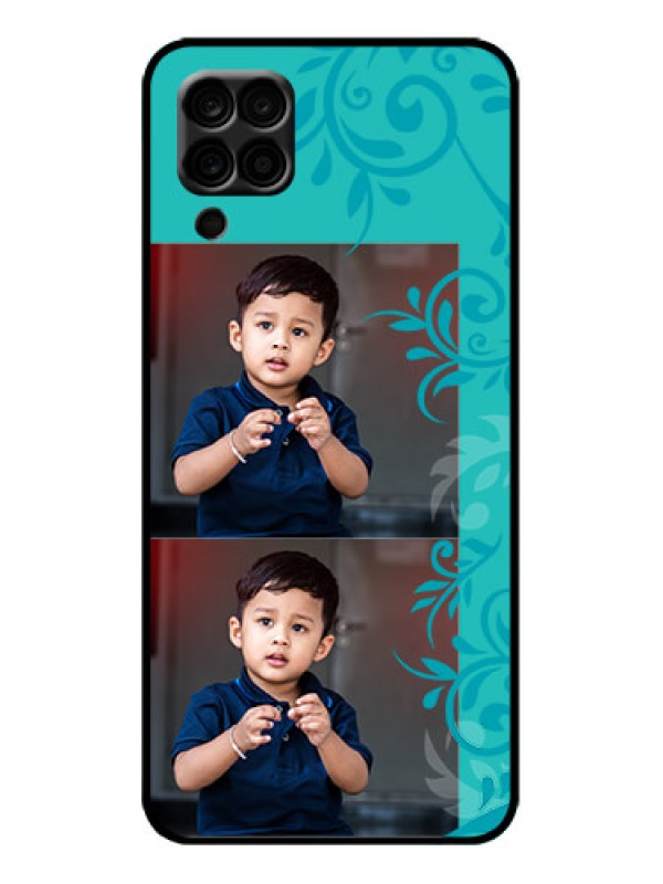 Custom Galaxy F12 Custom Metal Phone Case - With Photo And Green Floral Design