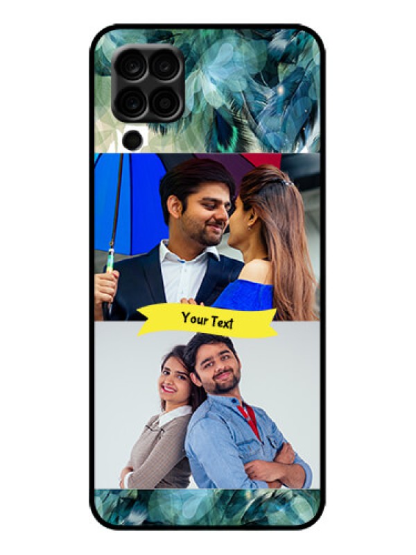Custom Galaxy F12 Custom Metal Phone Case - Image With Boho Peacock Feather Design