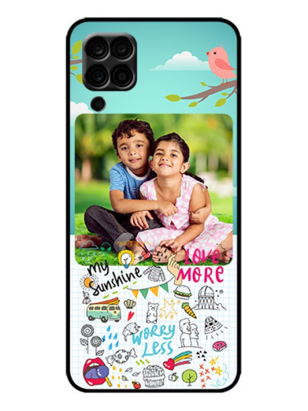 Custom Galaxy F12 Custom Metal Phone Case - Doodle Love Design