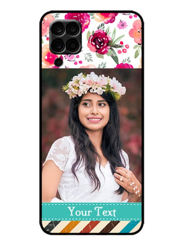 Custom Galaxy F12 Custom Metal Phone Case - Water Colors Floral Design