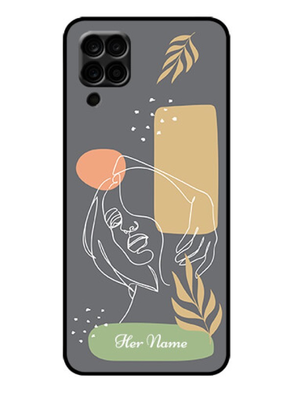 Custom Galaxy F12 Custom Metal Phone Case - Gazing Woman Line Art Design