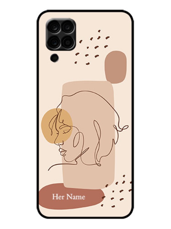 Custom Galaxy F12 Custom Metal Phone Case - Calm Woman Line Art Design