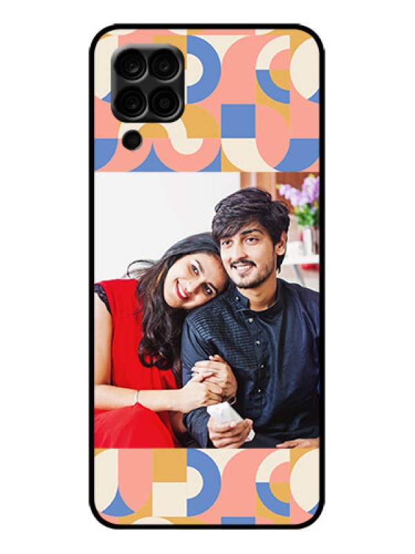 Custom Galaxy F12 Custom Metal Phone Case - Semi - Circle Maze Pattern Design