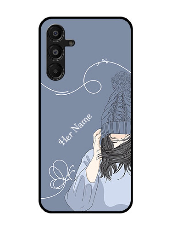Custom Samsung Galaxy F16 5G Custom Metal Phone Case - Girl In Winter Outfit Design