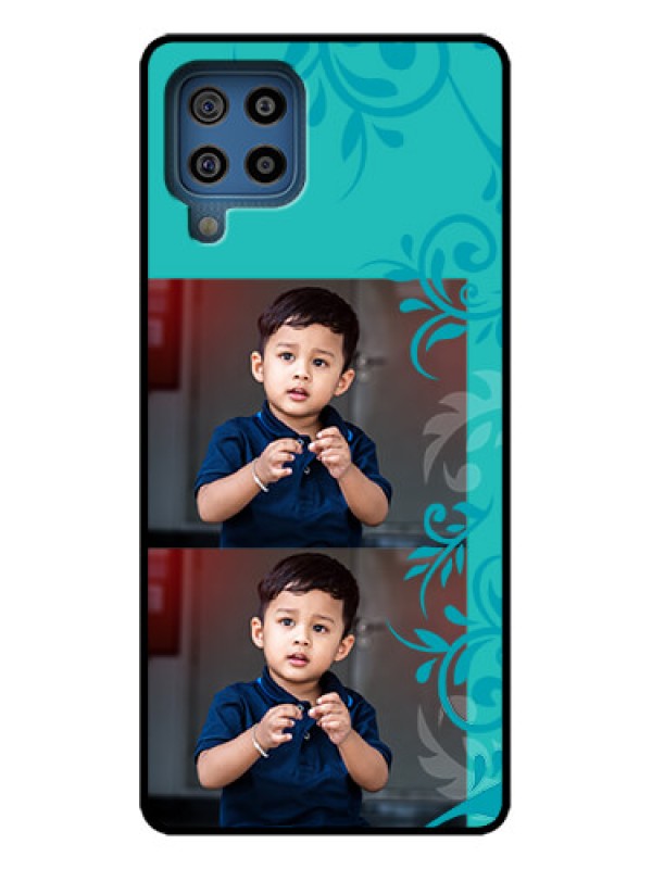 Custom Galaxy F22 Custom Metal Phone Case - With Photo And Green Floral Design