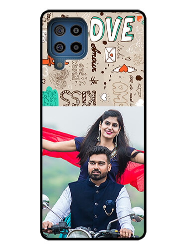 Custom Galaxy F22 Custom Metal Phone Case - Love Doodle Pattern
